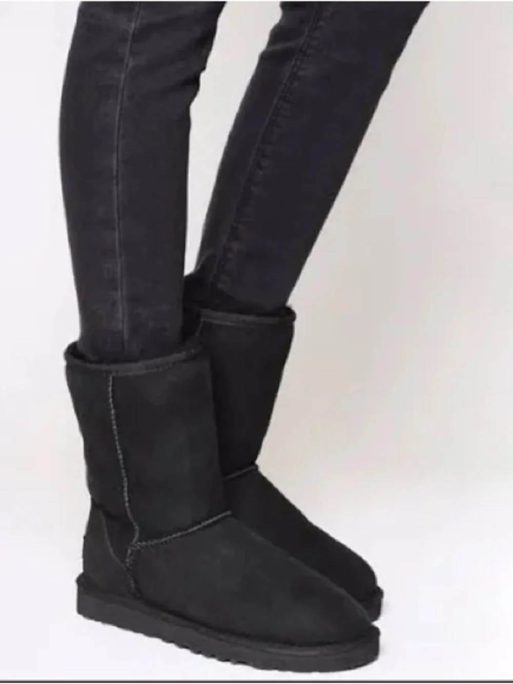 UGG Classic Short Black Suede Winter Boots - Women's